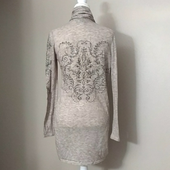 Miss Me Tops - Miss Me Brown Jeweled Heathered Cardigan - S
